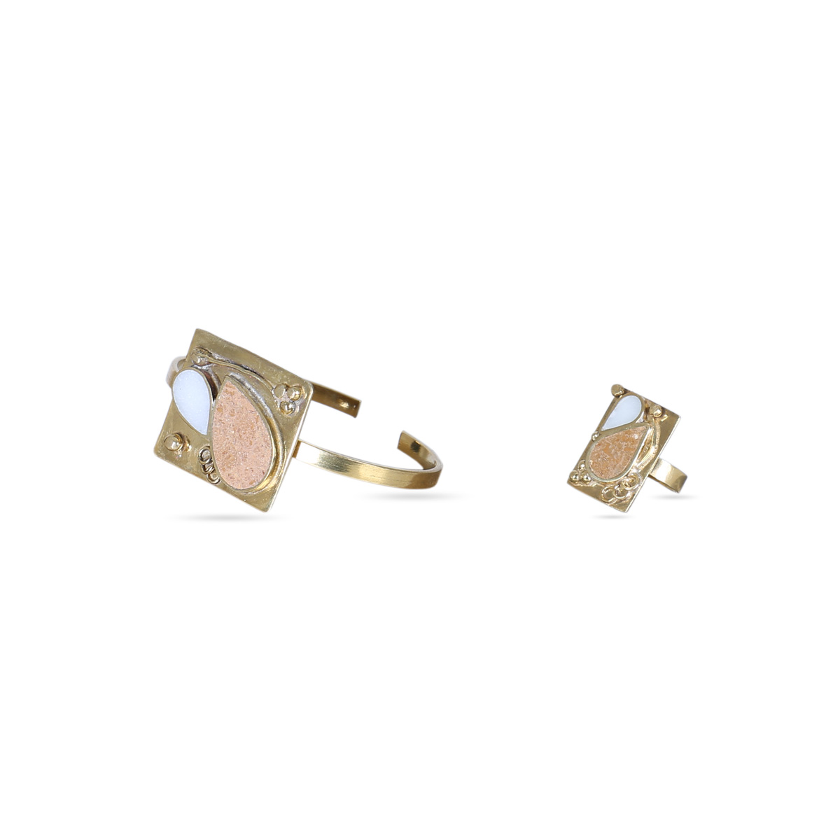Marble Jewelry Set | Sterling Silver Cuff Bracelet & Ring