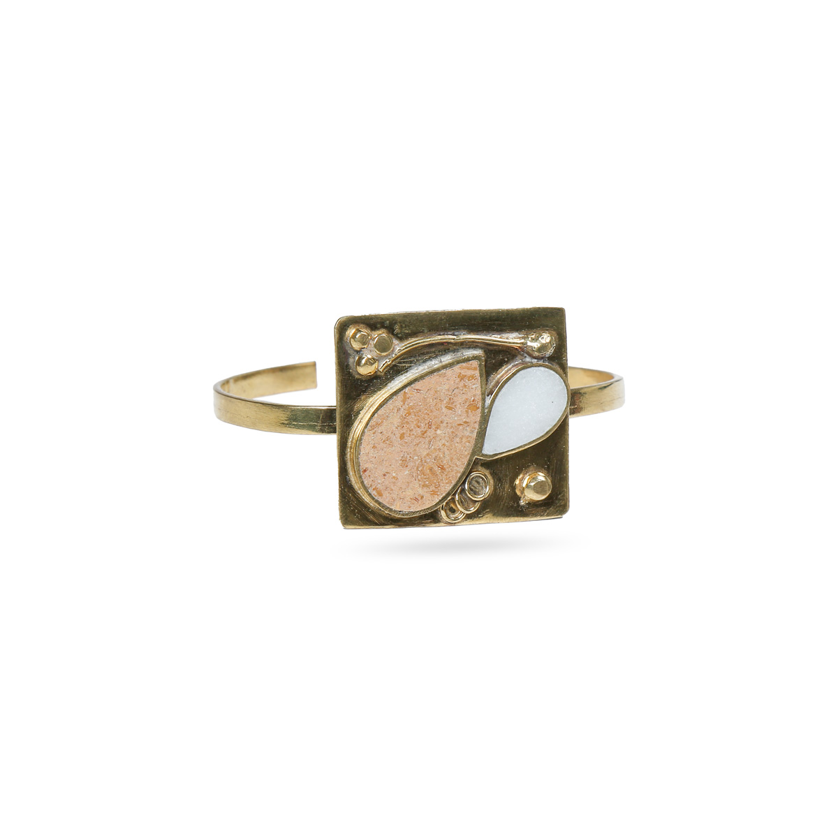 Marble Open Bangle Bracelet | Gold Plated Cuff Bracelet 