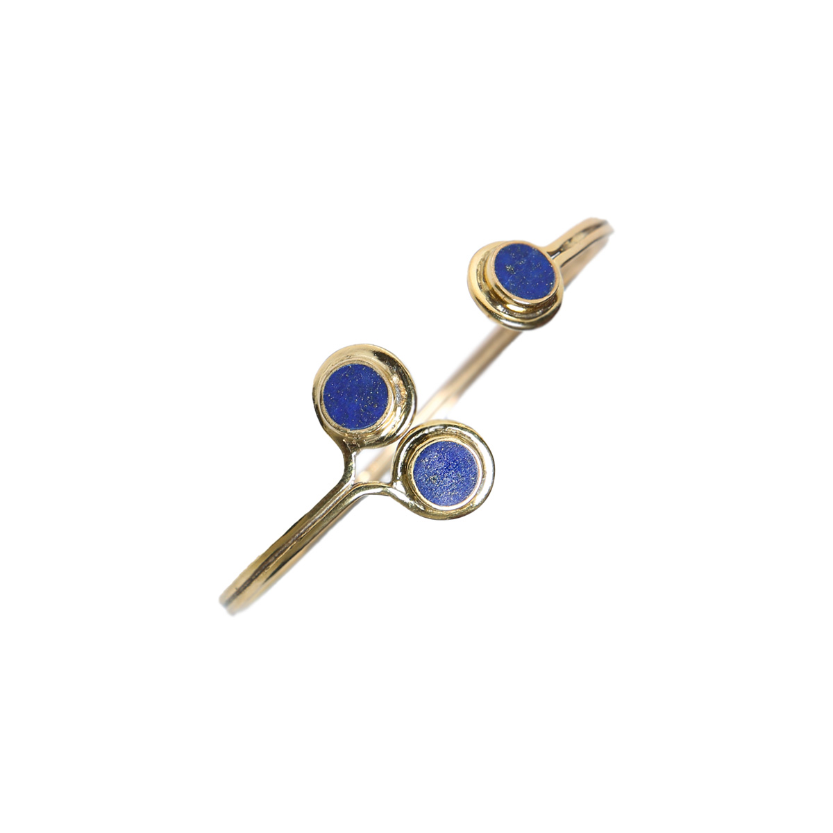 Lapis Gold Plated Bracelet | Three-Stone Cuff Bracelet