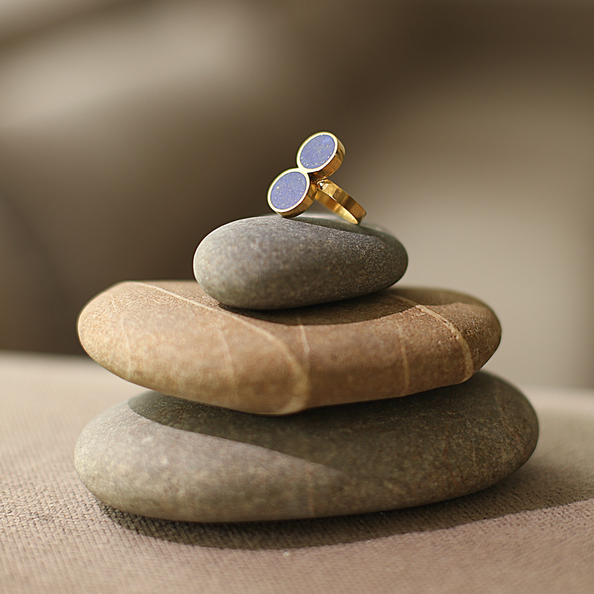 Lapis Two-Stone Ring | Gold Plated Ring 
