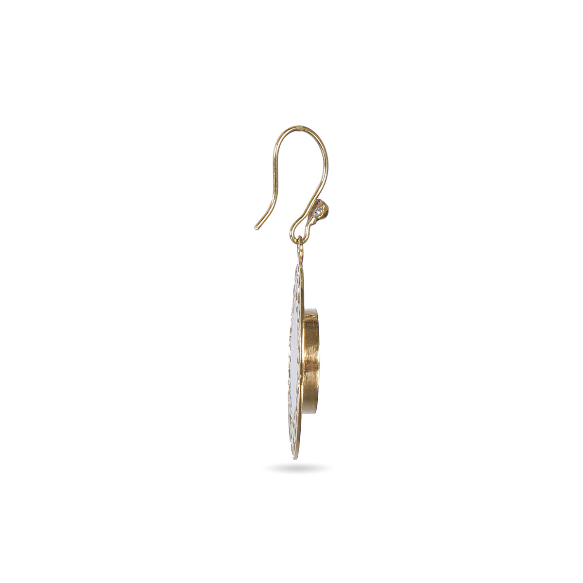 Blue Turquoise Circular Earrings | Gold Plated Hook Dangle Earrings