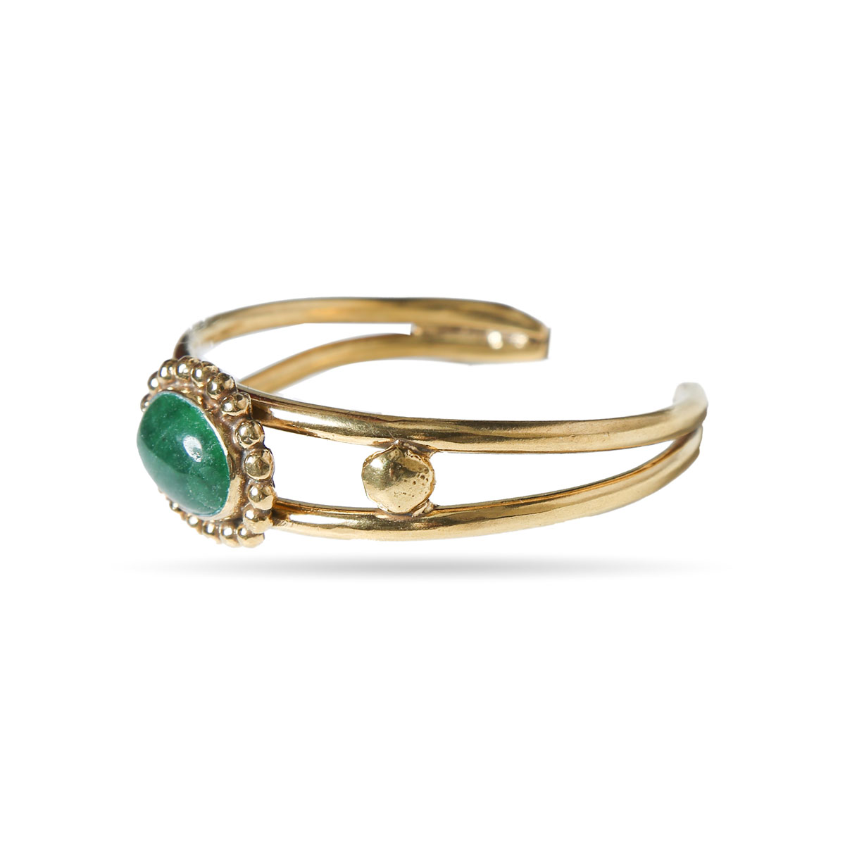 Green Agate Stone Cuff Bracelet | Gold Plated Birthstone Bracelet