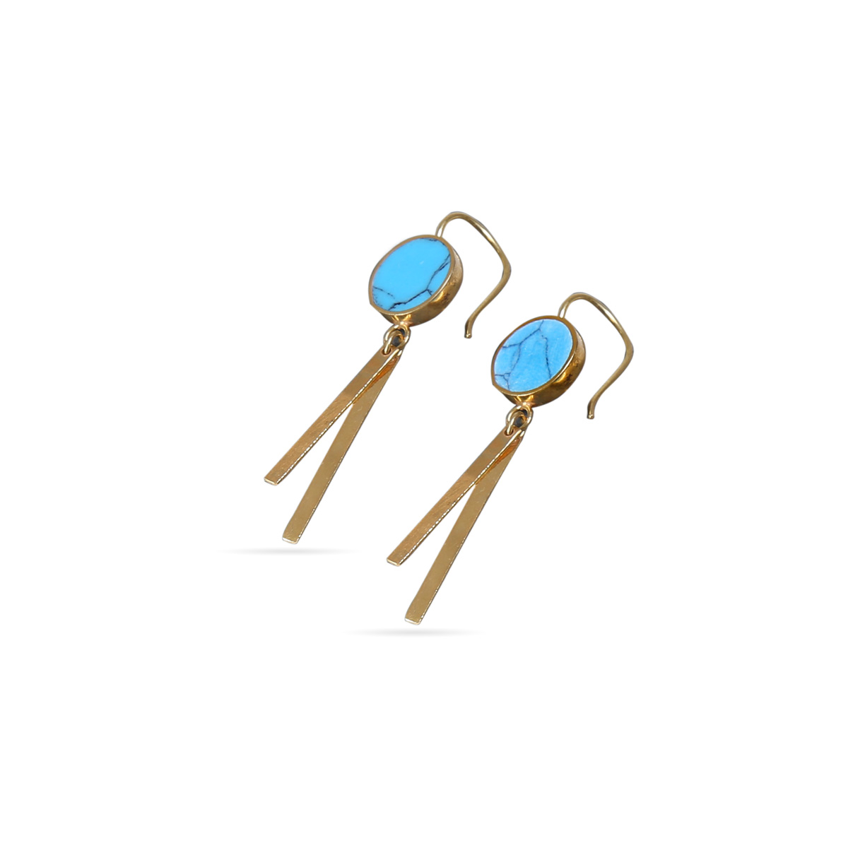 Blue Turquoise Stone Set | Gold Plated Earrings & Ring