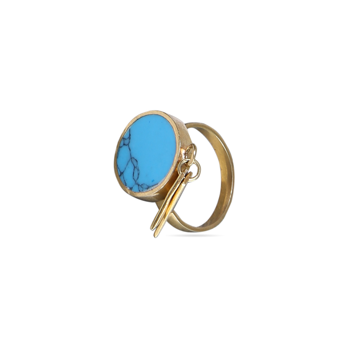 Blue Turquoise Stone Set | Gold Plated Earrings & Ring