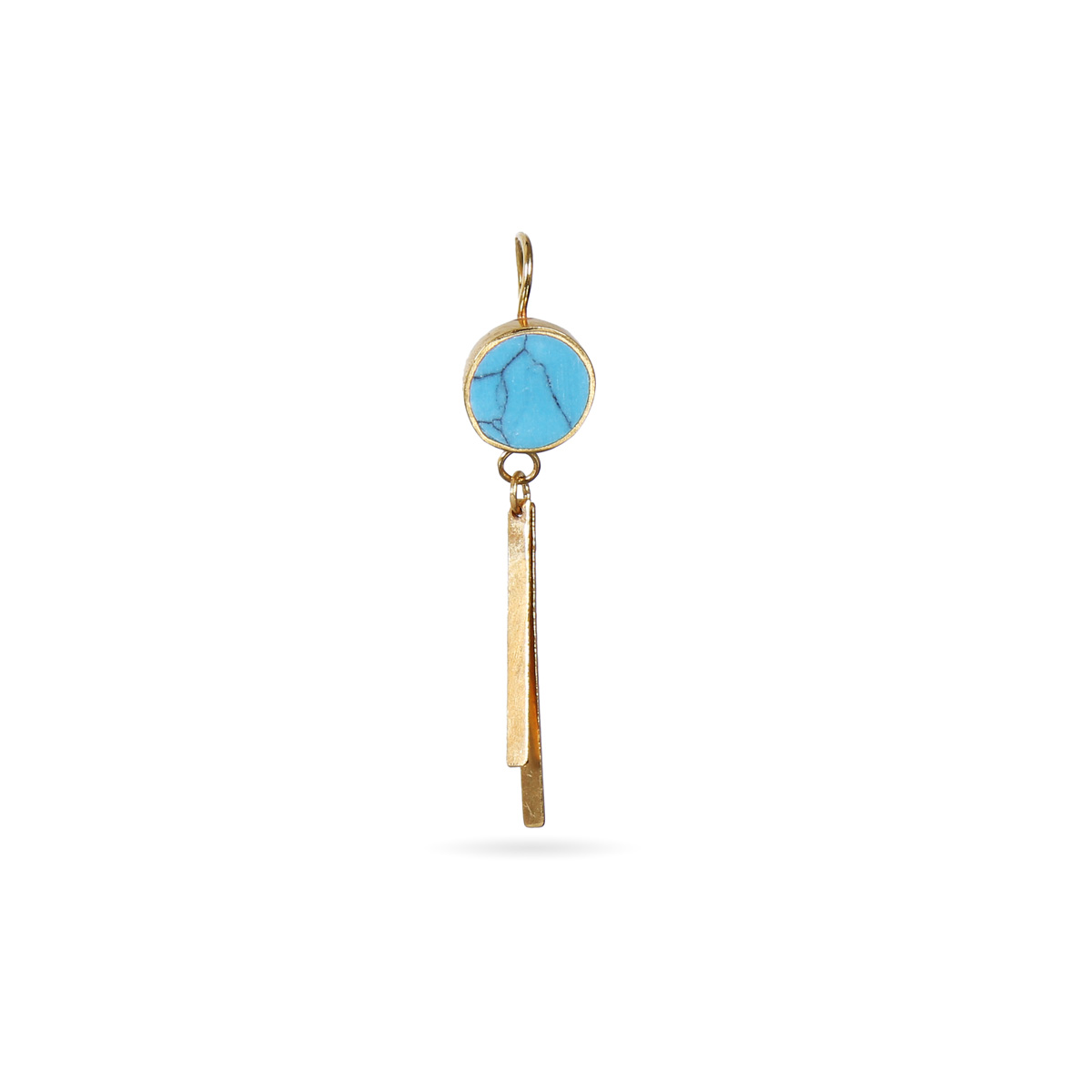 Blue Turquoise Stone Earrings | Gold Plated Dangle Earrings