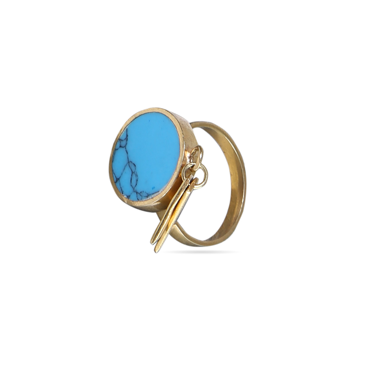 Turquoise Stone Round Ring | Gold Plated Ring