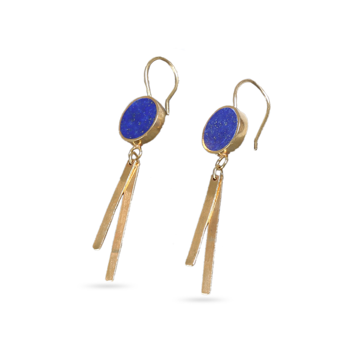 Lapis Earrings & Ring Set | Gold Plated Flat Round