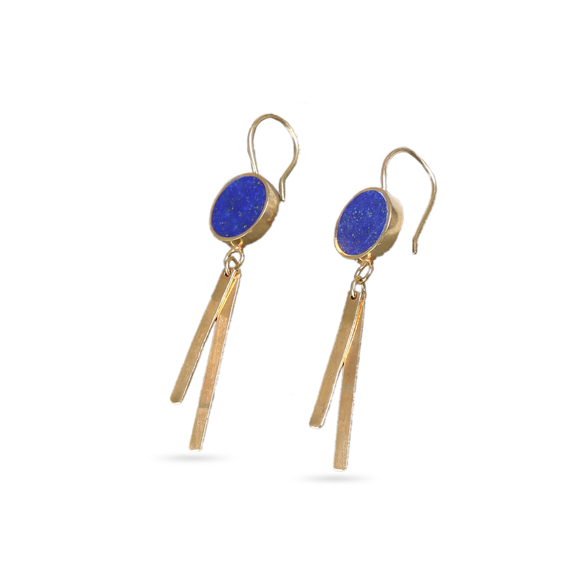 Blue Lapis Stone Earring | Gold Plated Dangle Earrings