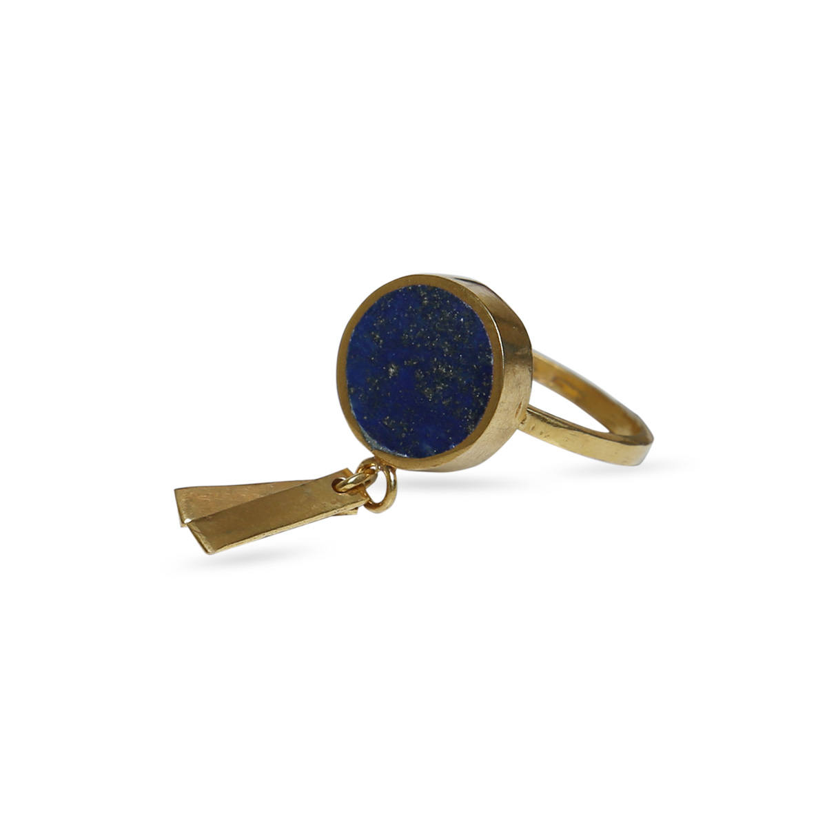 Blue Lapis Stone Ring | Round Flat Gold Plated Ring