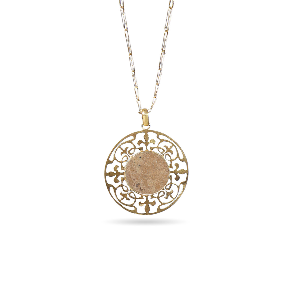 Jasper Stone Drop Necklace | Round Chain Locket 