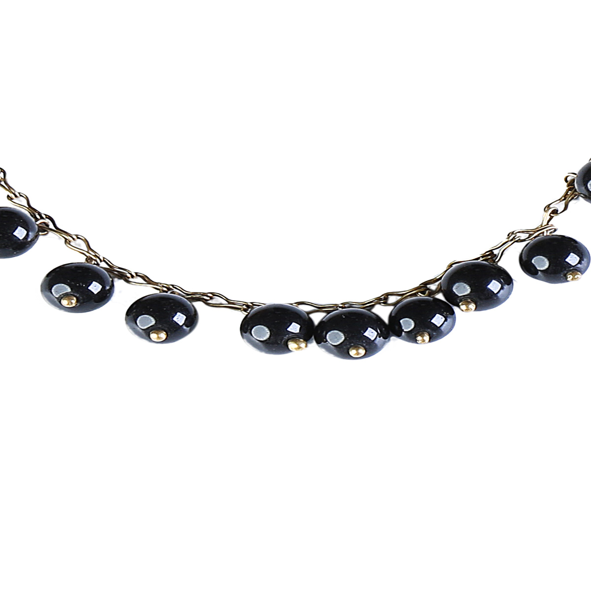 Black Agate Choker Necklace | Gold Plated Necklace