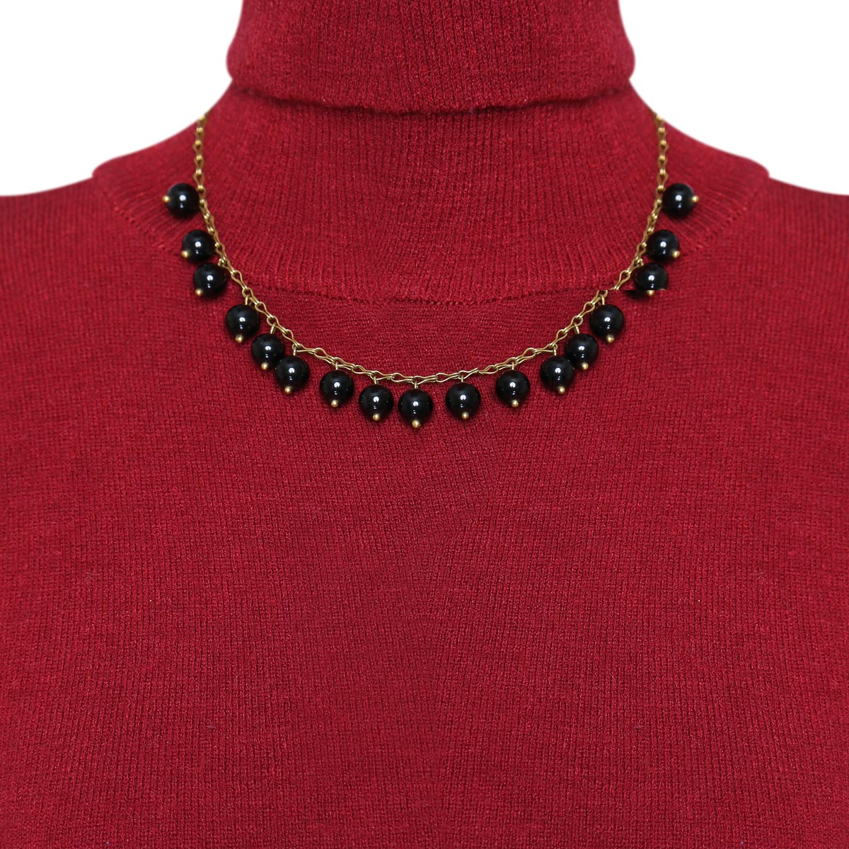 Black Agate Choker Necklace | Gold Plated Necklace