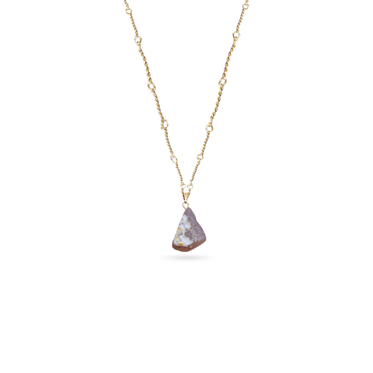 Rough Agate Stone Pendant | Gold Plated Chain Locket