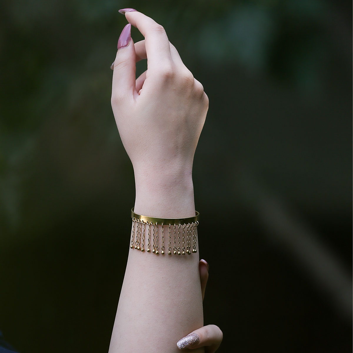 Lapis Lazuli Bead Cuff Bracelet | Gold Plated Bangle Bracelet 