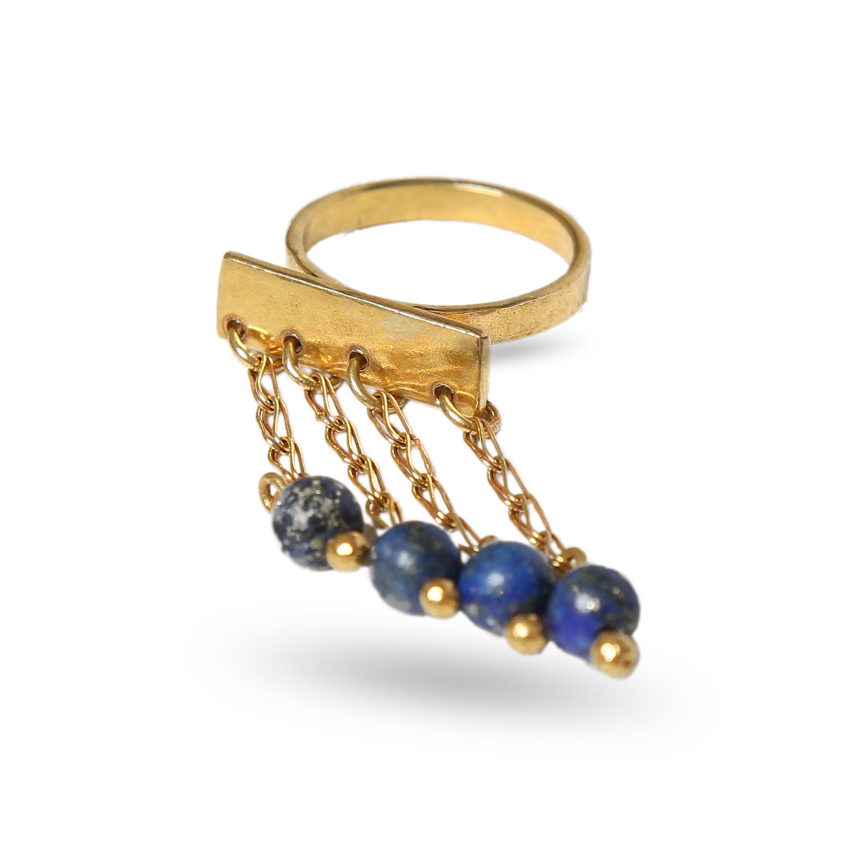 Lapis Stone Beaded Ring | Gold Plated Ring 