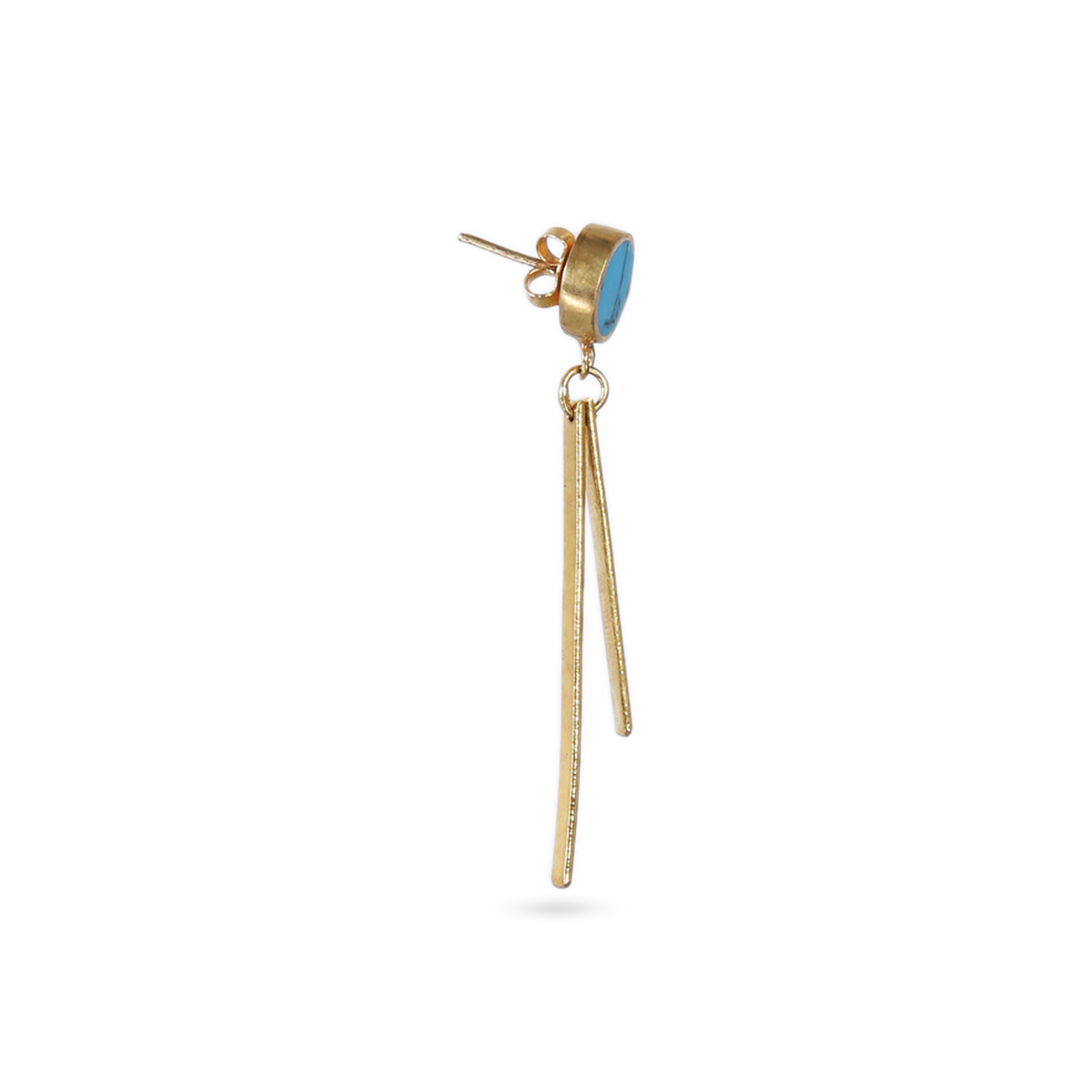 Blue Turquoise Stone Stud Earrings | Gold Plated Drop Stud Earrings