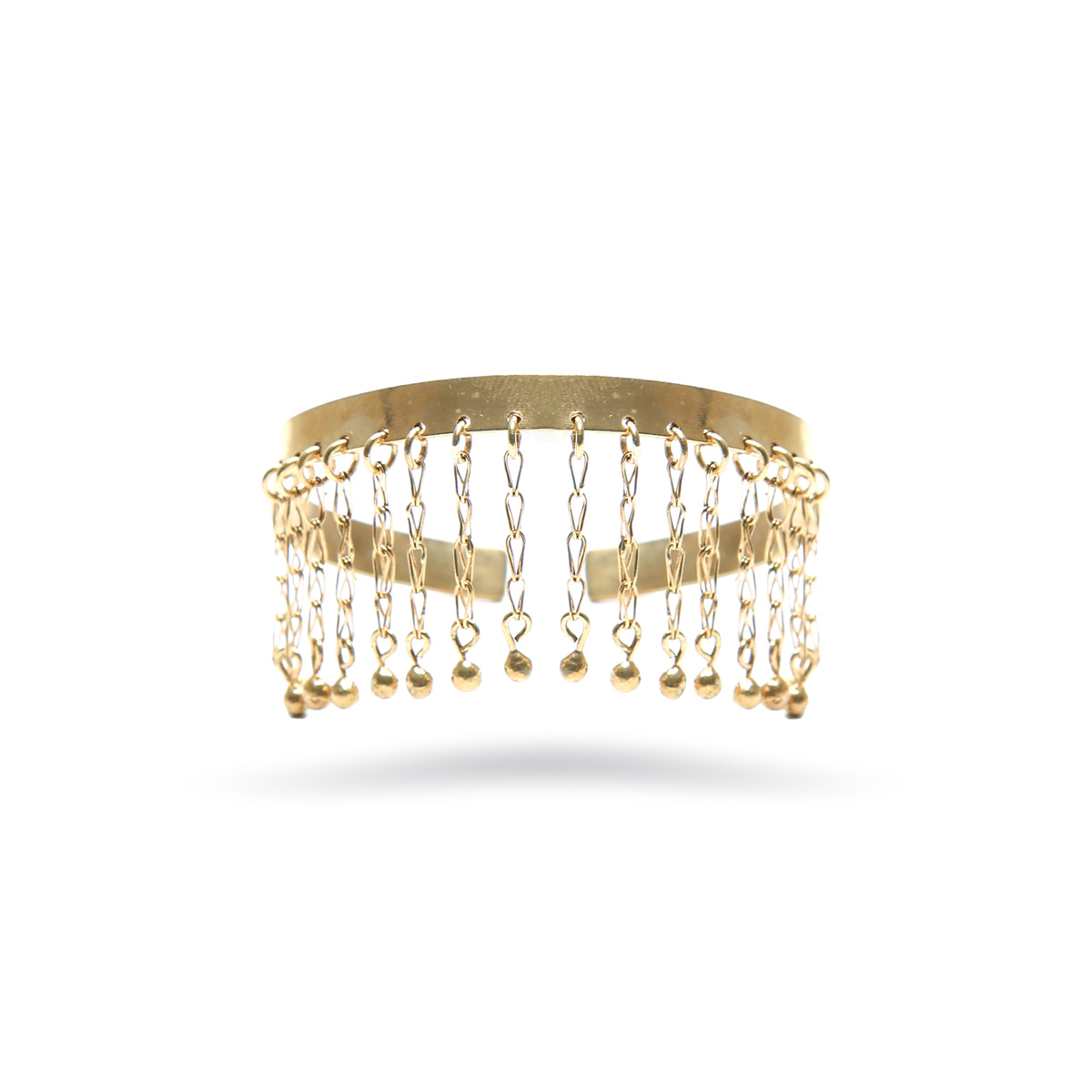 Turkmen Brass Charm Bracelet | Gold Plated Cuff Bangle Bracelet 
