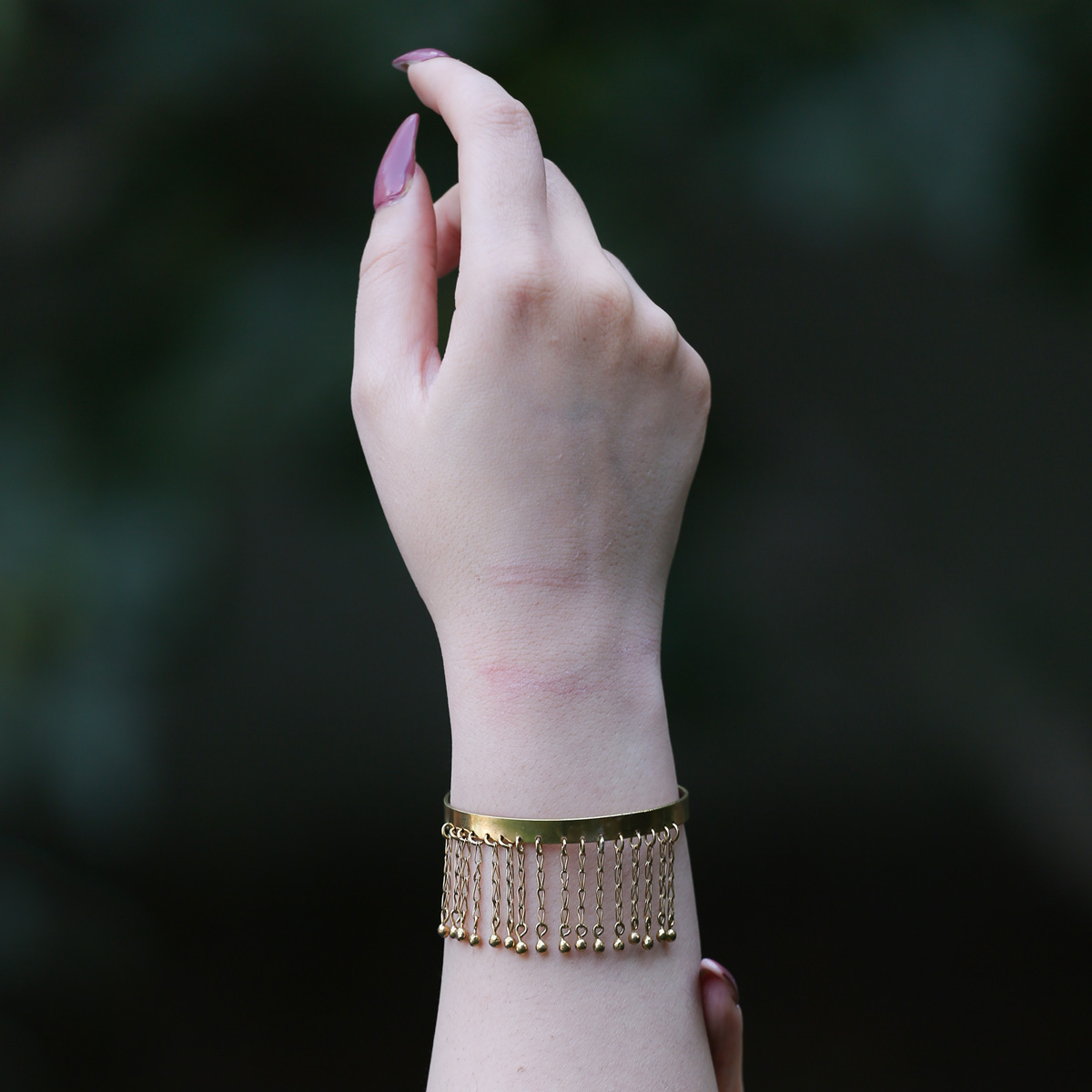 Turkmen Brass Charm Bracelet | Gold Plated Cuff Bangle Bracelet 