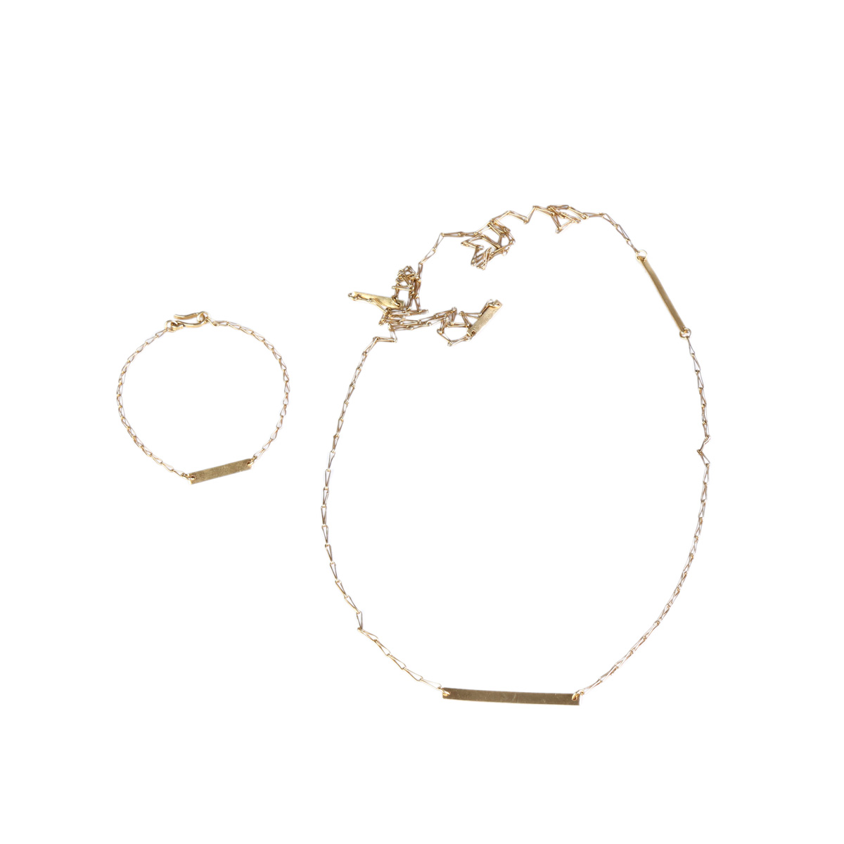 Turkmen Gold Plated Jewelry Set | Brass Choker Necklace & Bar Bracelet
