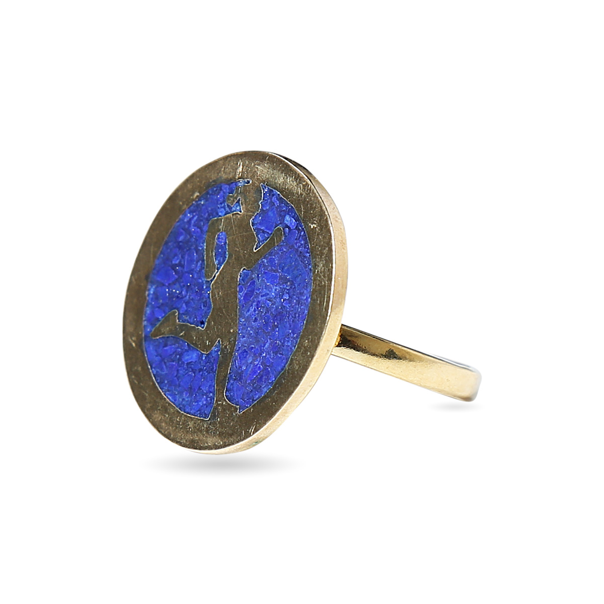 Lapis Lazuli Stone Ring | Flat Gold Plated Ring 