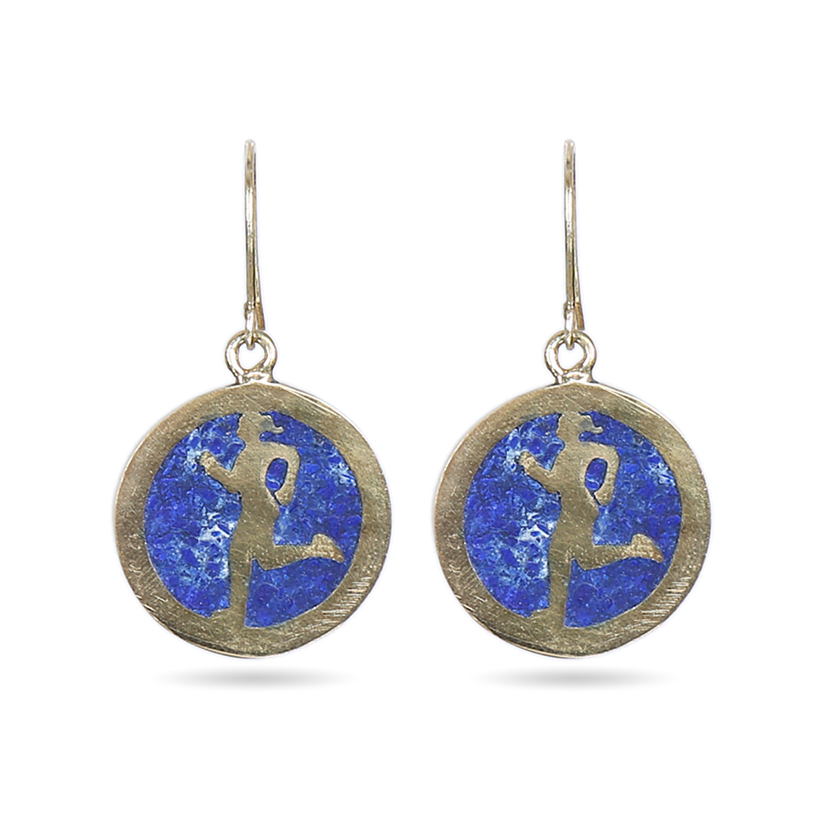 Lapis Stone Body Figure Earrings | Gold Plated Wire-Hook Earrings