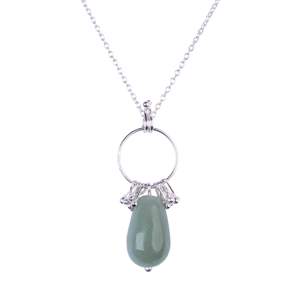 Jade Stone Jewelry Stone | Silver Teardrop Pendant & Earrings