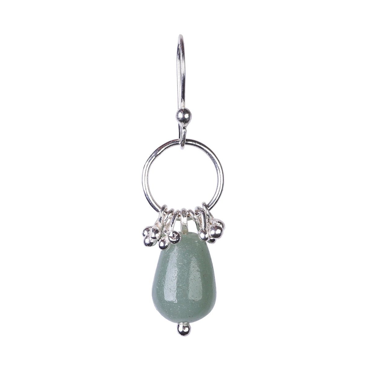 Jade Wire Hook Earrings | Silver Teardrop Earrings
