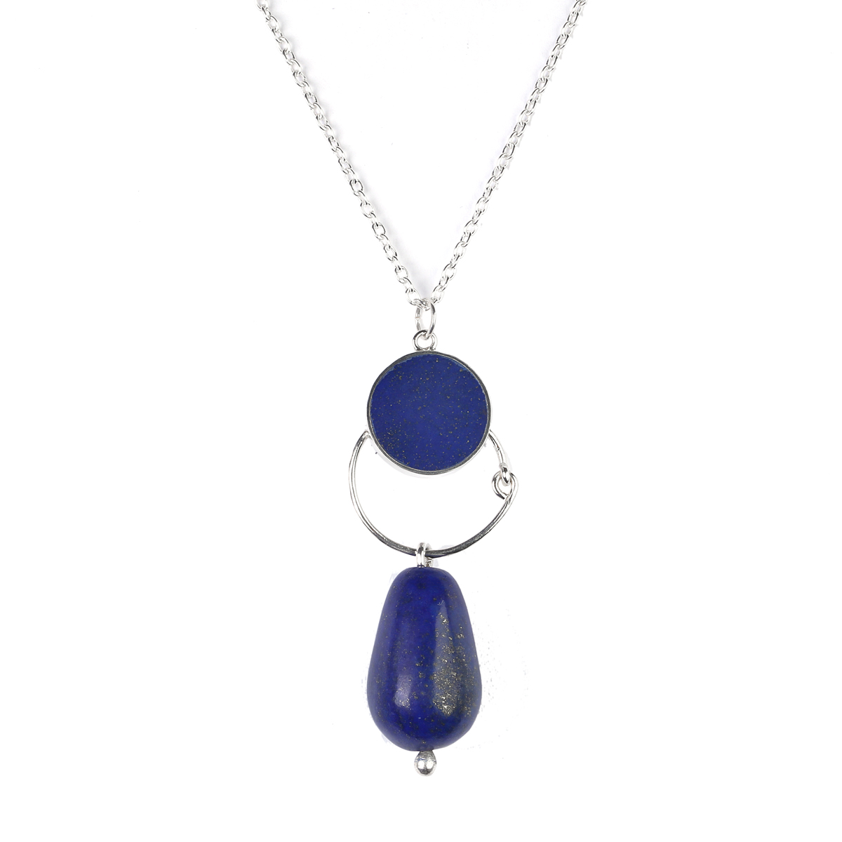 Lapis Lazuli Pendant | Silver Teardrop Chain Locket 