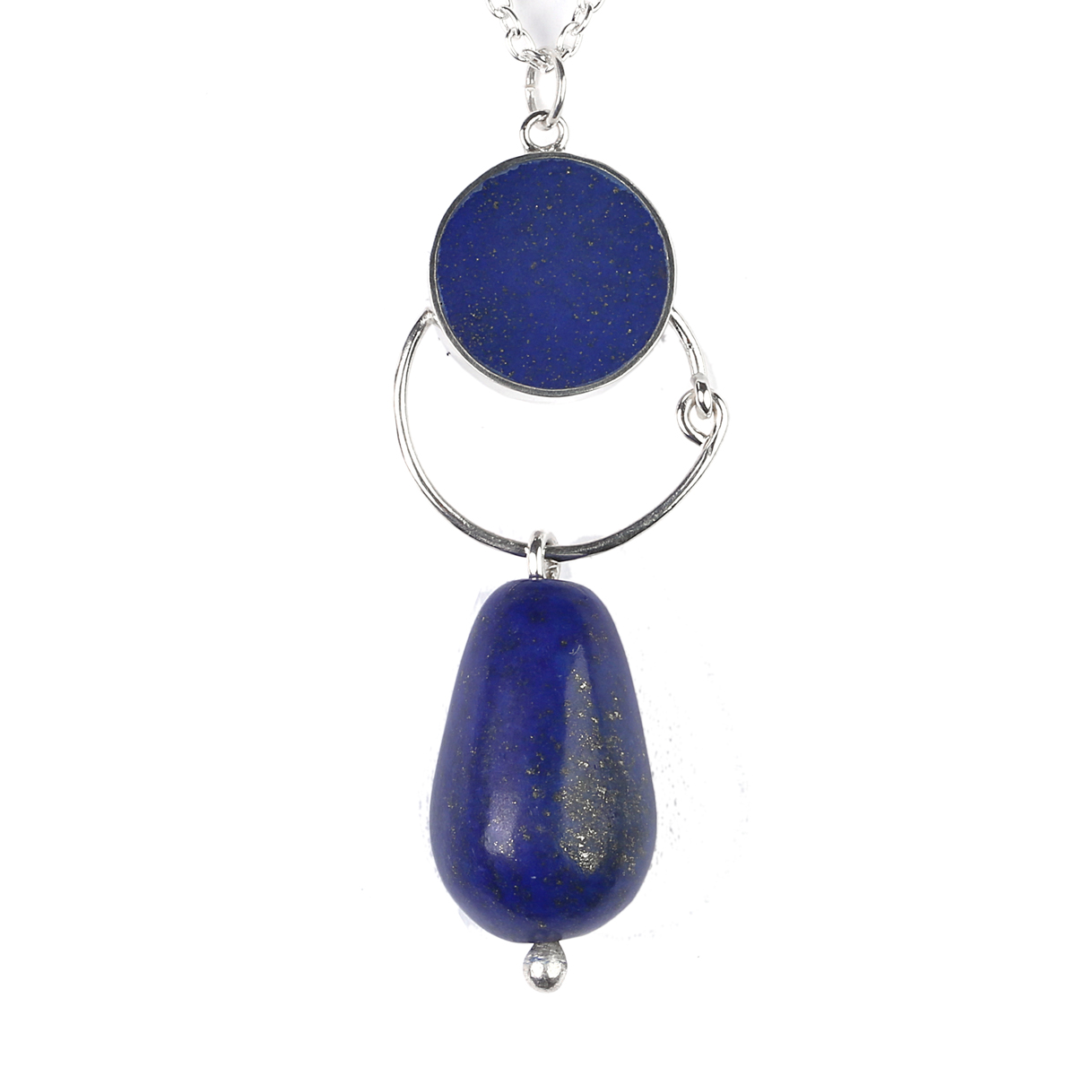 Lapis Lazuli Pendant | Silver Teardrop Chain Locket 