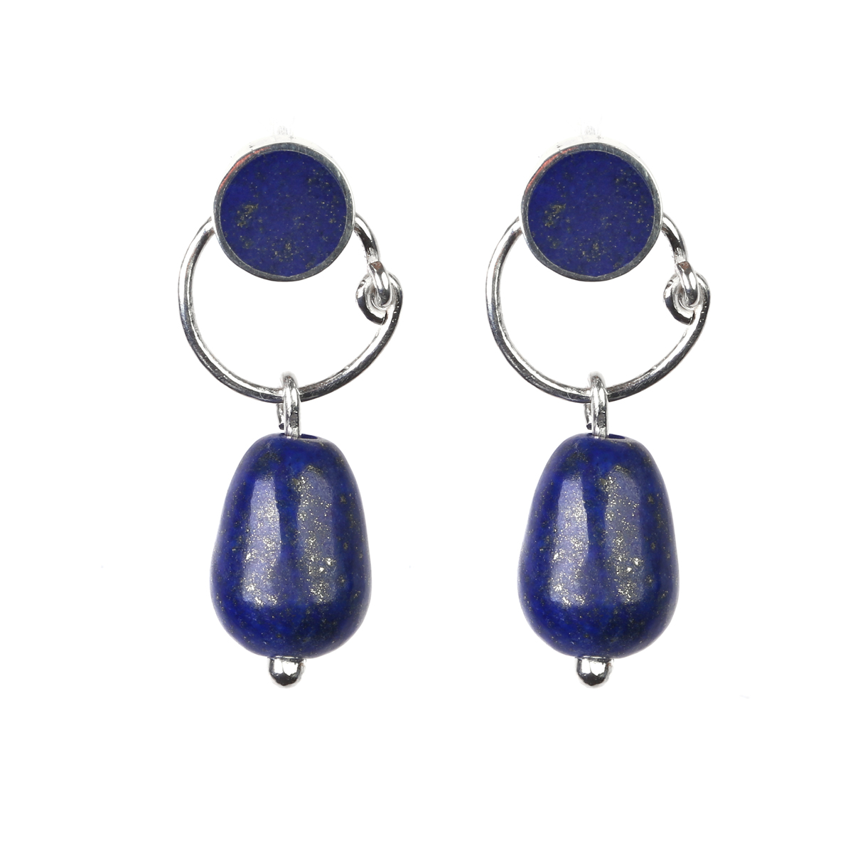 Blue Lapis Lazuli Dangle Earrings | Silver Teardrop Earrings