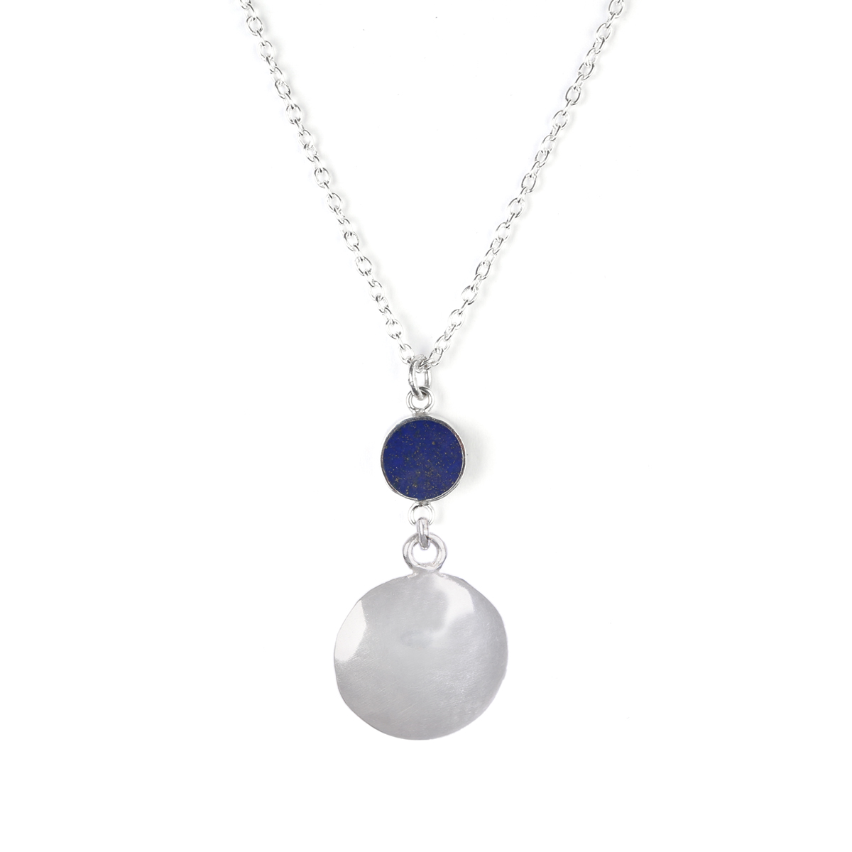 Lapis Lazuli Silver Jewelry Set | Round Pendant & Earrings