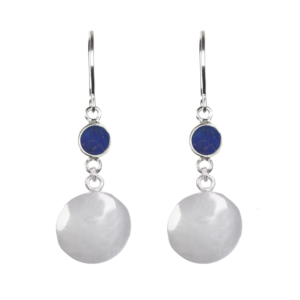 Lapis Lazuli Silver Jewelry Set | Round Pendant & Earrings
