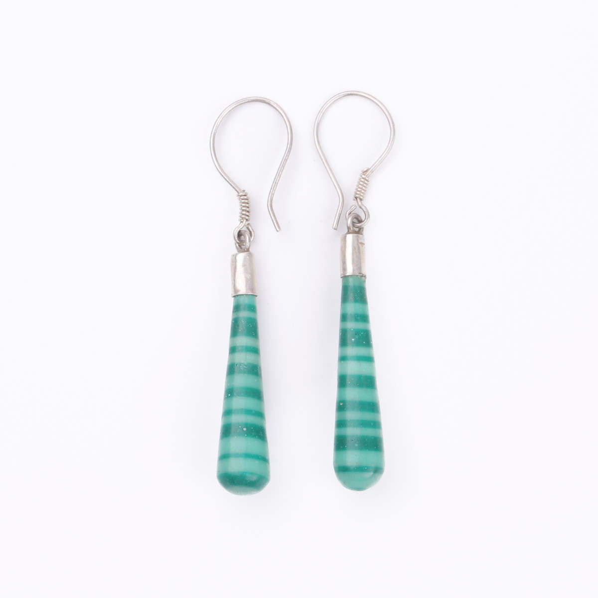 Malachite Earrings | Hook Silver Earrings 
