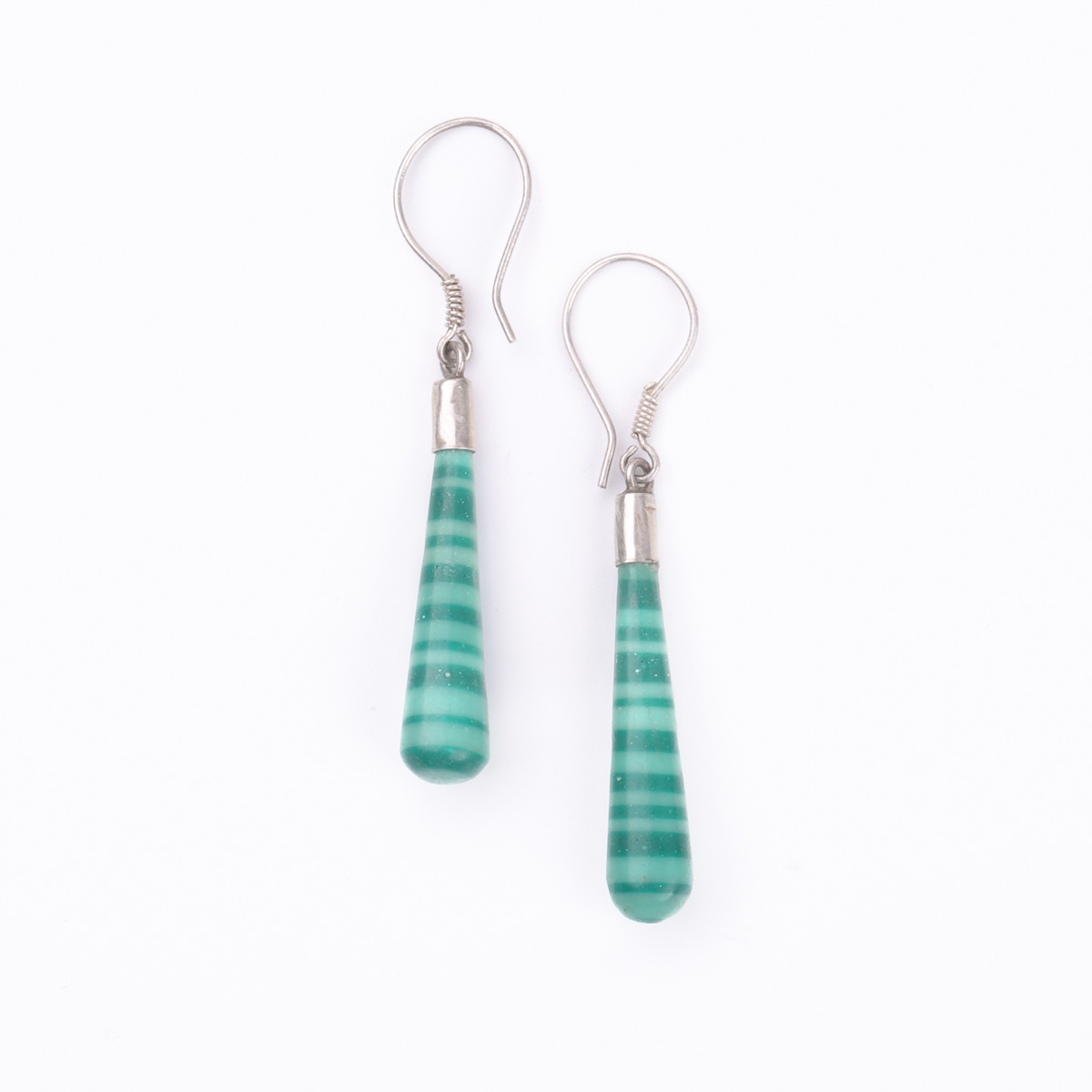 Malachite Earrings | Hook Silver Earrings 