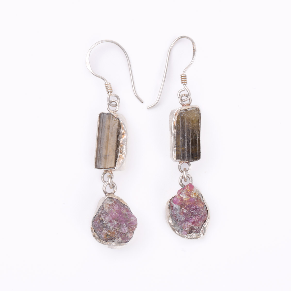 Ruby Dangle Earrings | Silver Hook Earrings