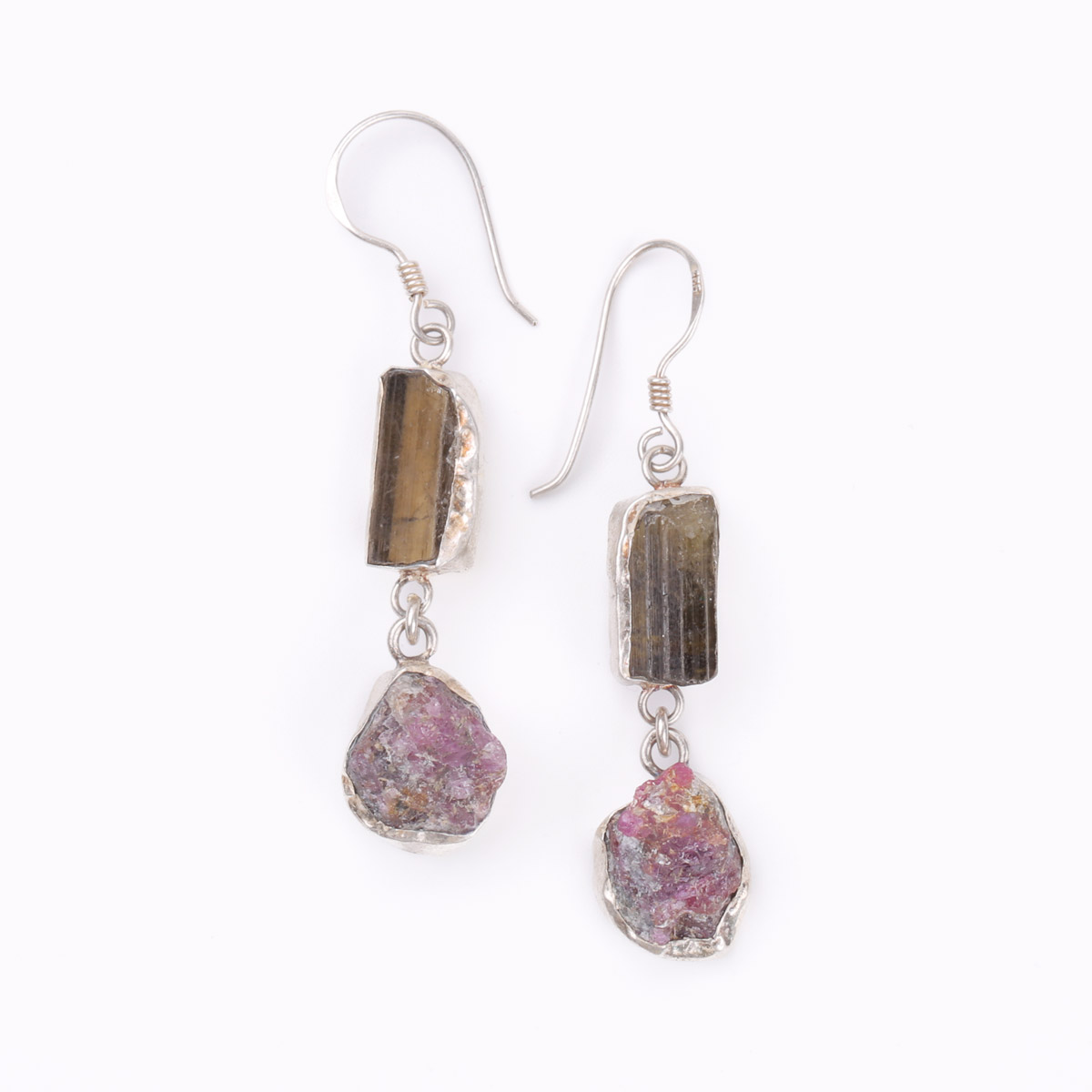 Ruby Dangle Earrings | Silver Hook Earrings