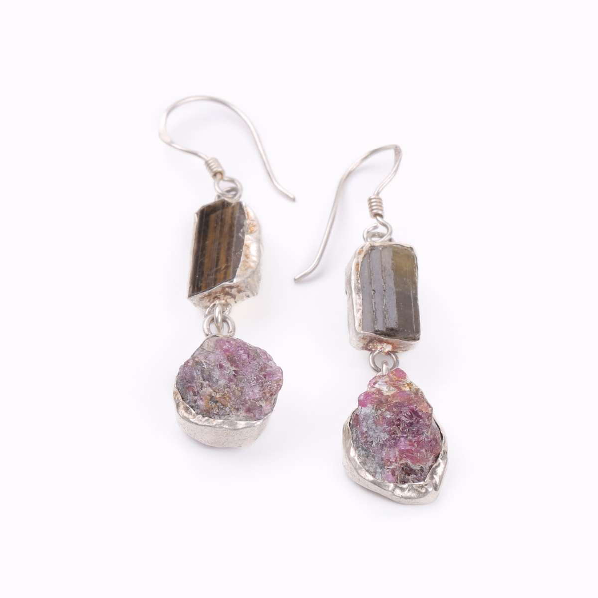 Ruby Dangle Earrings | Silver Hook Earrings
