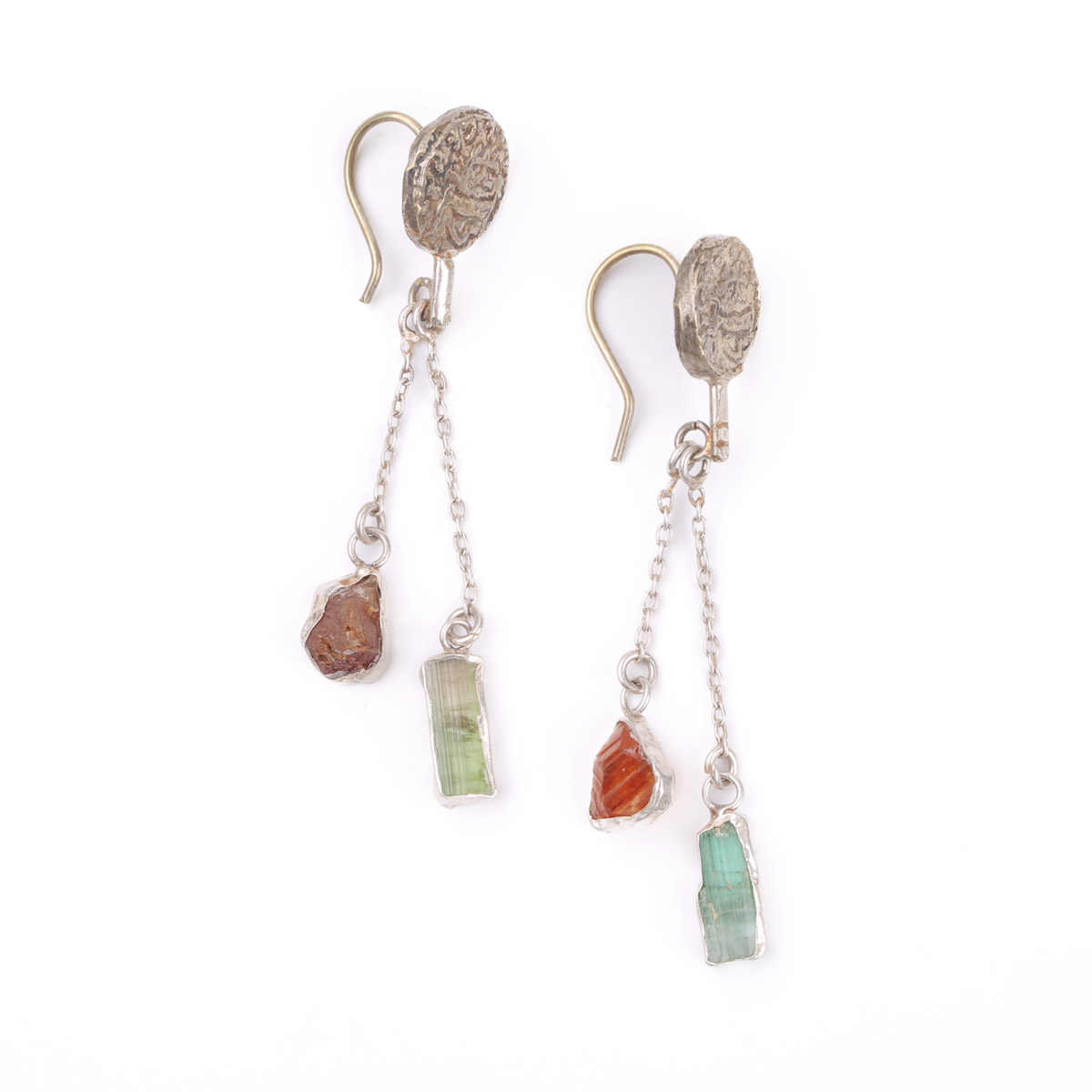 Silver Emerald Earrings | Ruby Cluster Earrings
