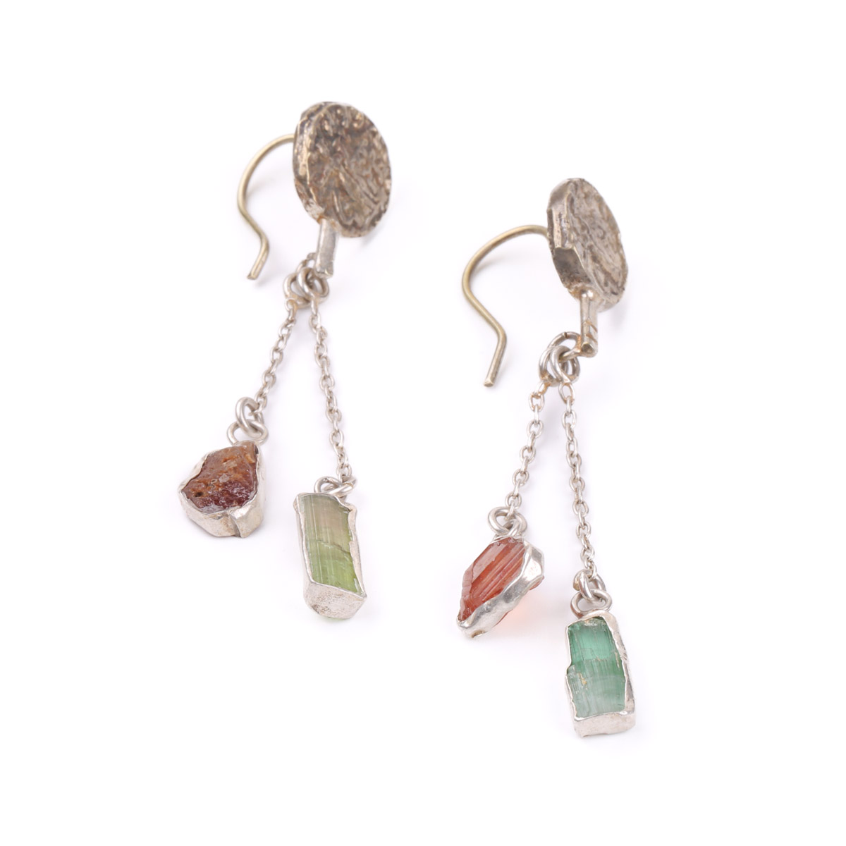 Silver Emerald Earrings | Ruby Cluster Earrings