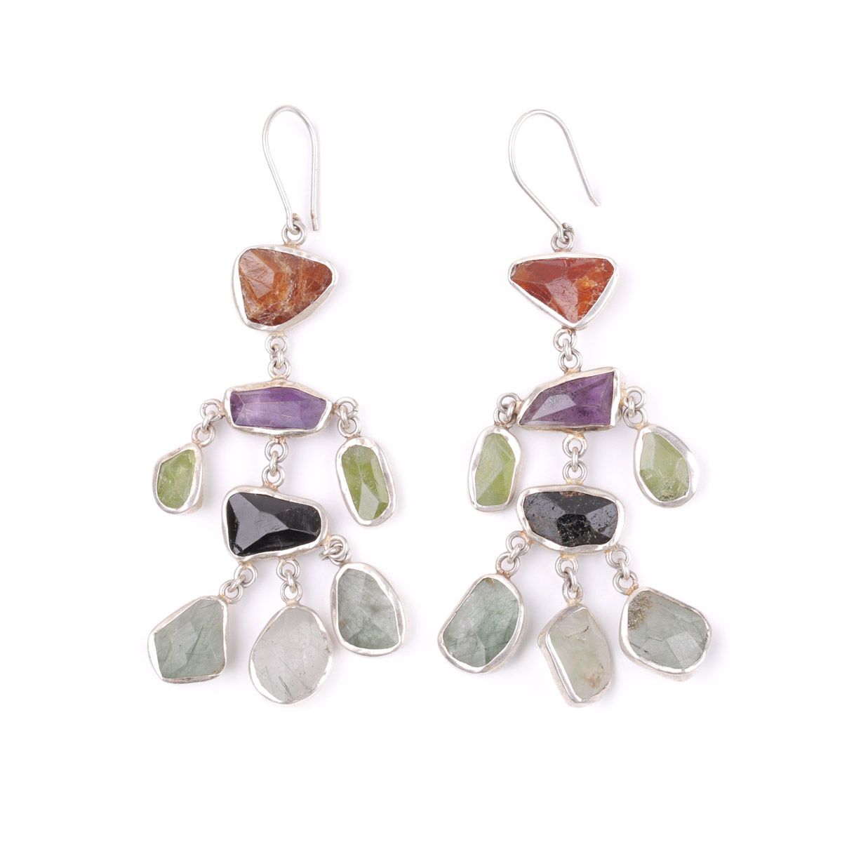 Multi-Stone Earrings | Silver Chandelier Earrings