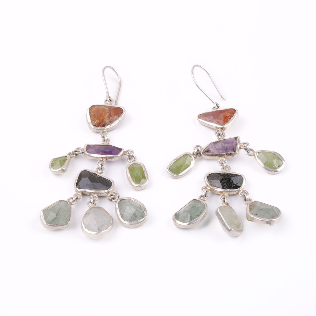 Multi-Stone Earrings | Silver Chandelier Earrings