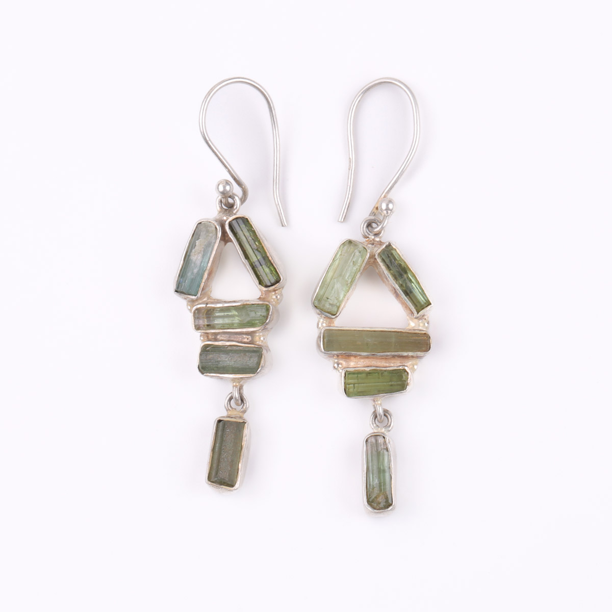  Green Tourmaline  Hook Earrings | Dangle Silver Earrings