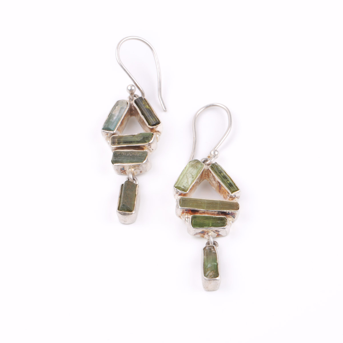  Green Tourmaline  Hook Earrings | Dangle Silver Earrings