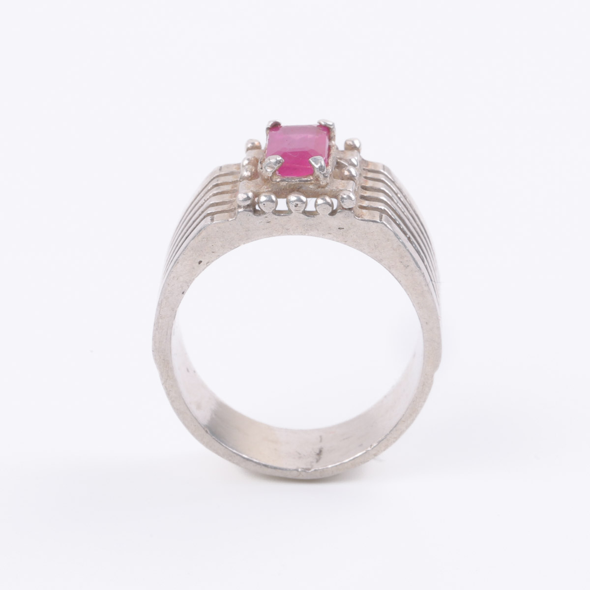 Ruby Stone Ring | Silver Split Fancy Ring 