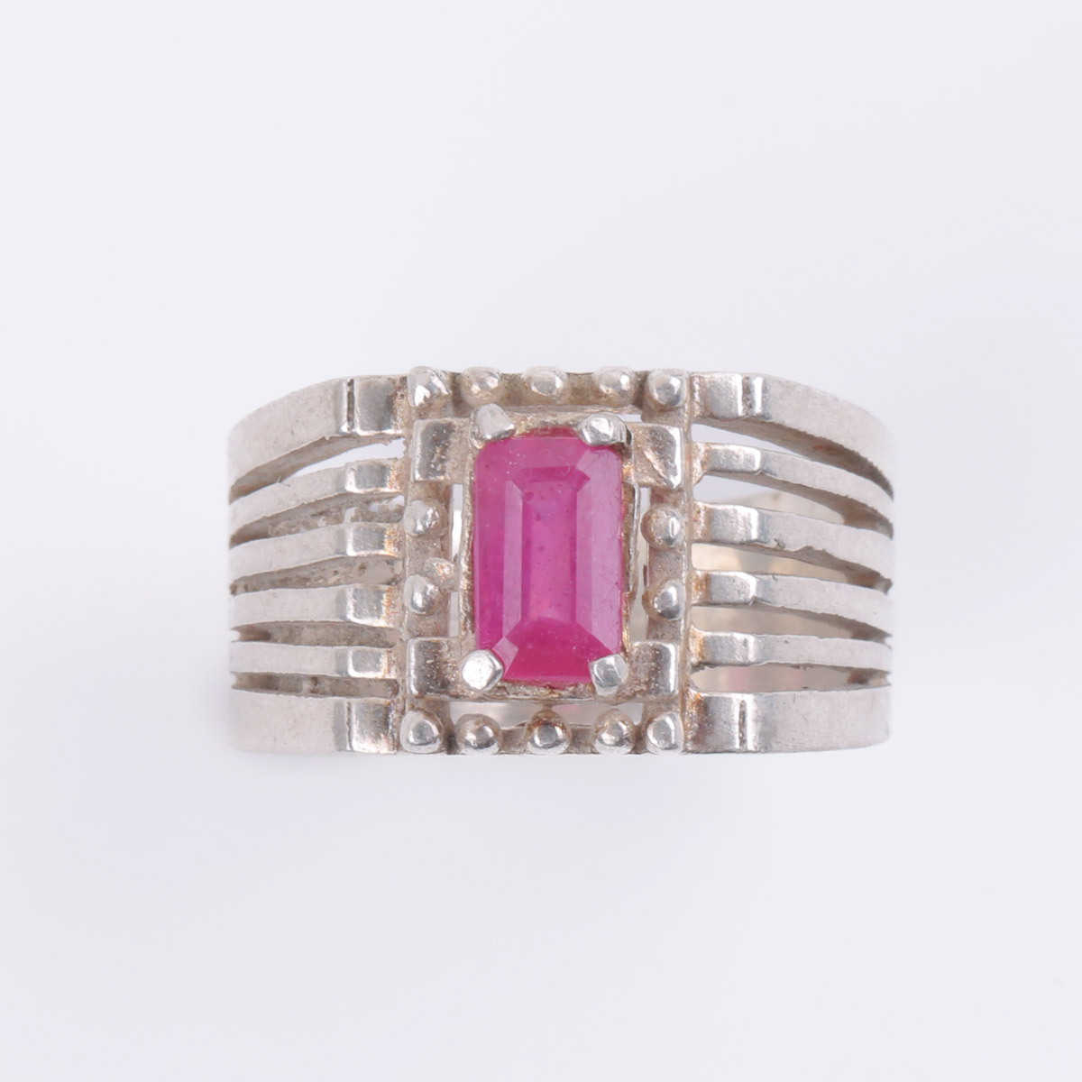 Ruby Stone Ring | Silver Split Fancy Ring 