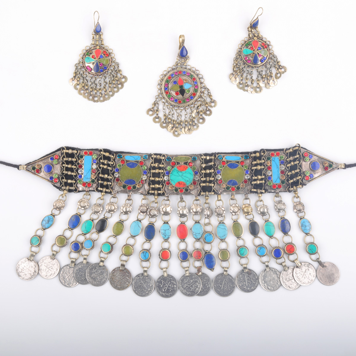 Agate Plastron Set | Traditional Silver Set