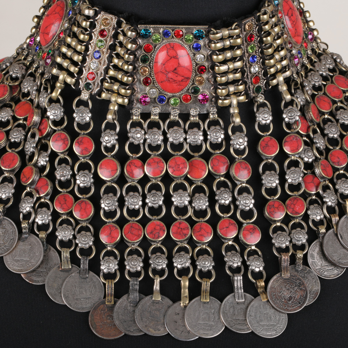 Coral Stone Bridal Jewelry Set | Silver Bridal Choker Necklace