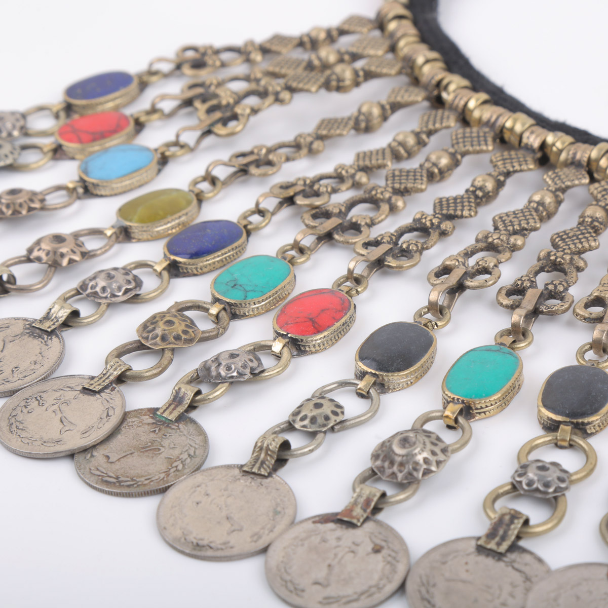 Multi-Stone Choker Set With Earrings | Long Bells Choker Set