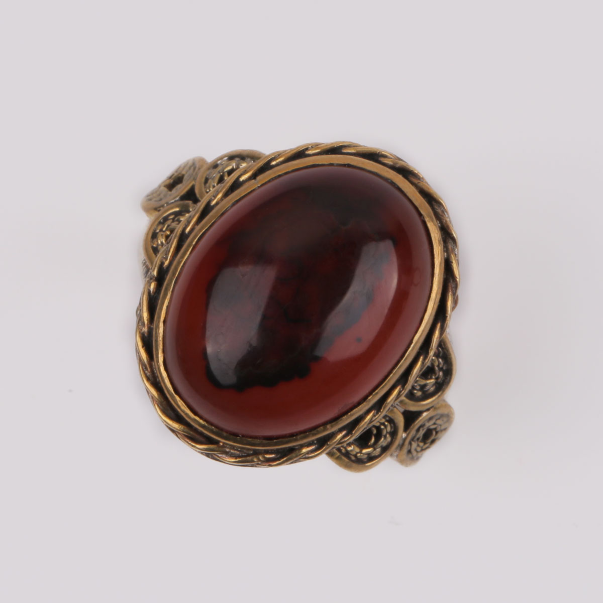 Silver Agate Ring | Brass Halo Ring