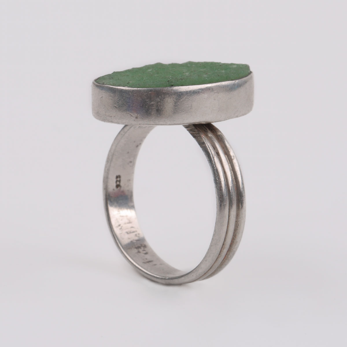 Turquoise Flat Ring | Silver Oval Ring 